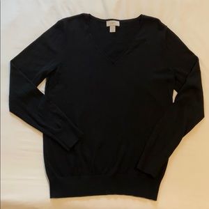 Loft Black V Neck Sweater Womens M